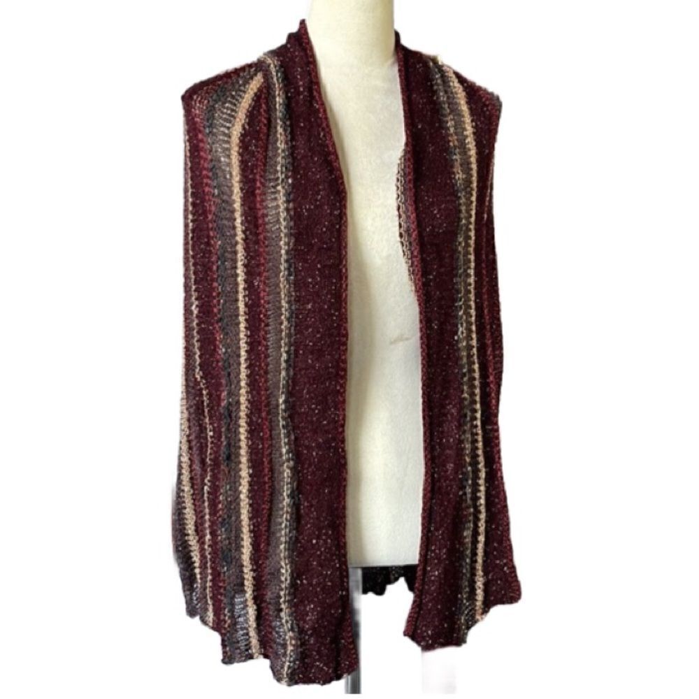 Knitline Shimmering Semi-Sheer Sleeveless Sleeved Cape Top/Vest (Size: M/L)